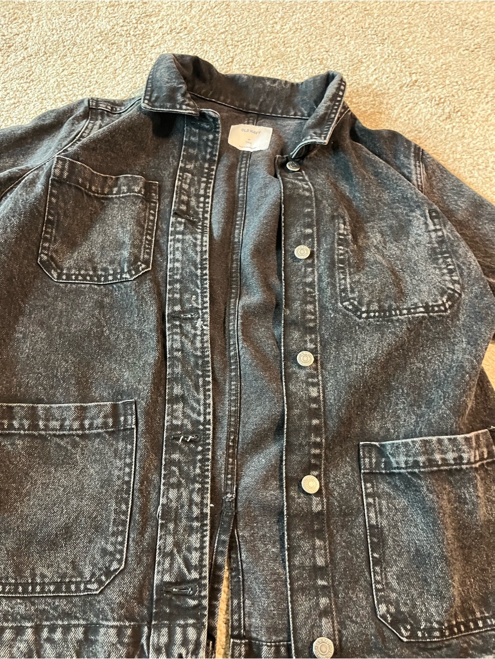 Old Navy Denim Utility Jacket Size Medium Tall Oversized - Picture 2 of 4